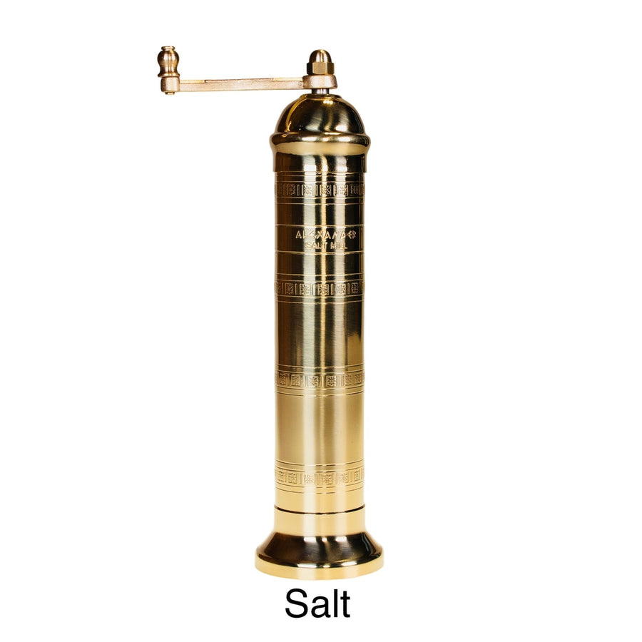 Brass Alexander salt mill on a white product background